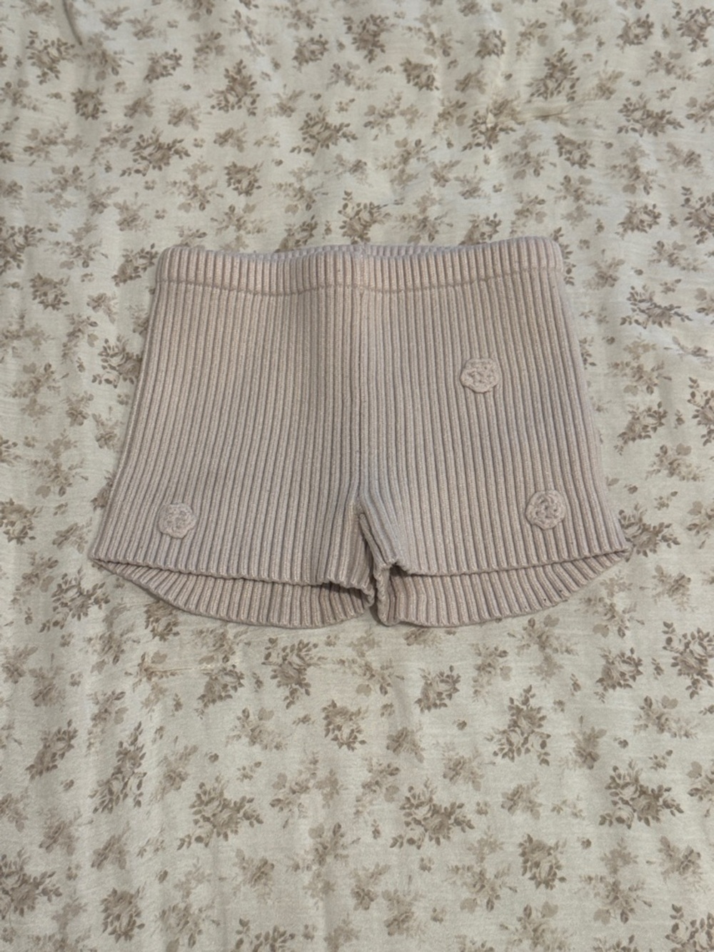 Frankie’s Bikinis Ribbed Knit Women’s Mini Shorts in Rose Quartz